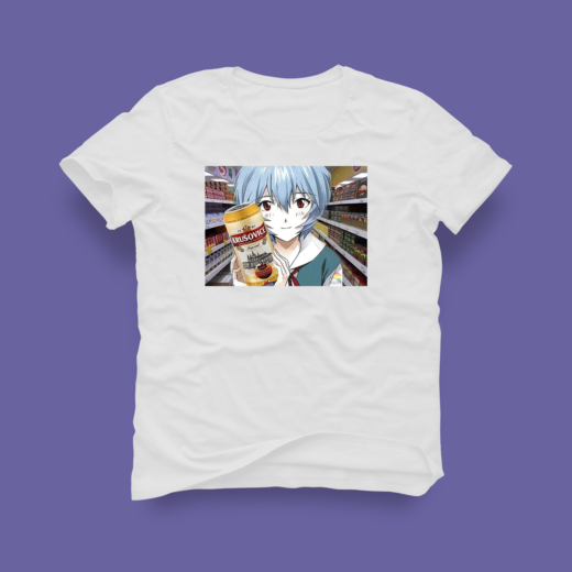 Футболка PrintBro аніме Рей Аянм. Evangelion Біла