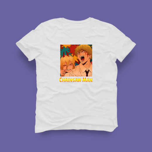Футболка PrintBro аніме Людина-бензопила Біла