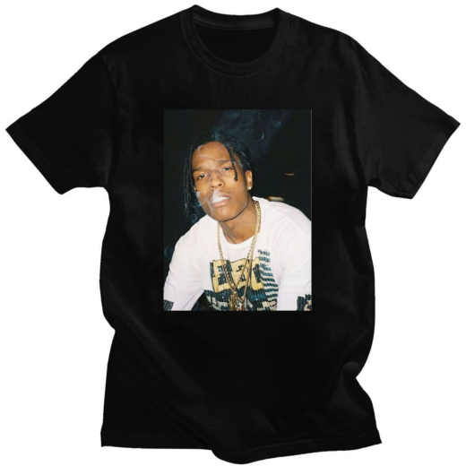 Футболка чорна PrintBro Asap Rocky принт портрет