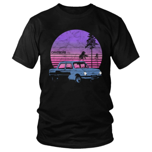 Футболка чорна PrintBro Synthwave 80-е