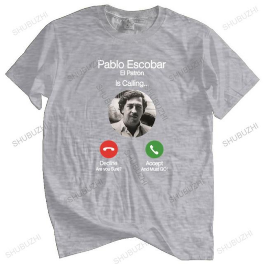 Сіра Футболка PrintBro Pablo Escobar is calling