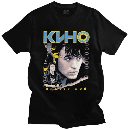 Футболка чорна PrintBro група "Кіно" принт