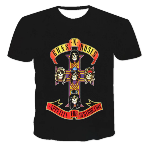 Футболка чорна PrintBro рок GUNS N` ROSES Harajiky