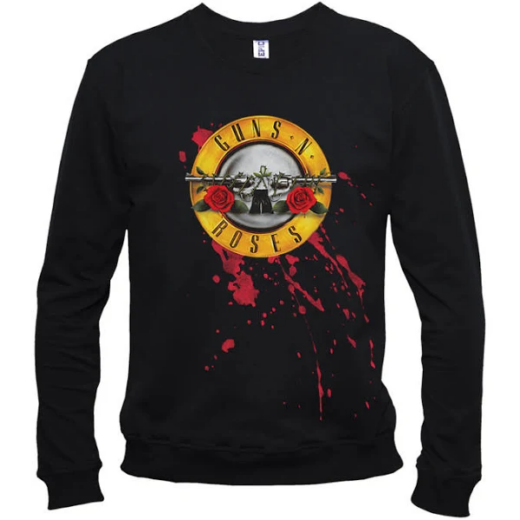 Світшот чорний PrintBro музика рок GUNS N` ROSES blood