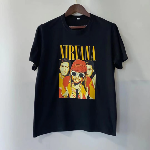 Футболка чорна PrintBro рок NIRVANA yellow