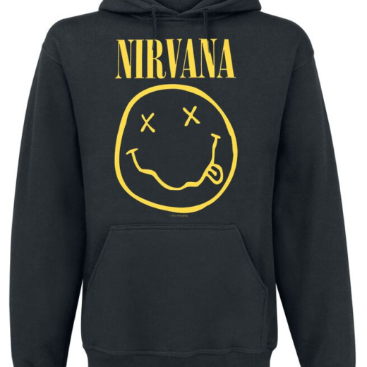 Худі чорний PrintBro Рок nirvana yellow smile