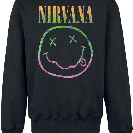 Світшот чорний PrintBro музика рок NIRVANA smile
