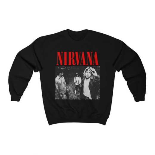 Світшот чорний PrintBro музика рок NIRVANA black red