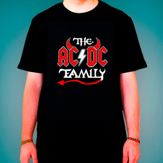 Футболка чорна PrintBro рок AC/DC family