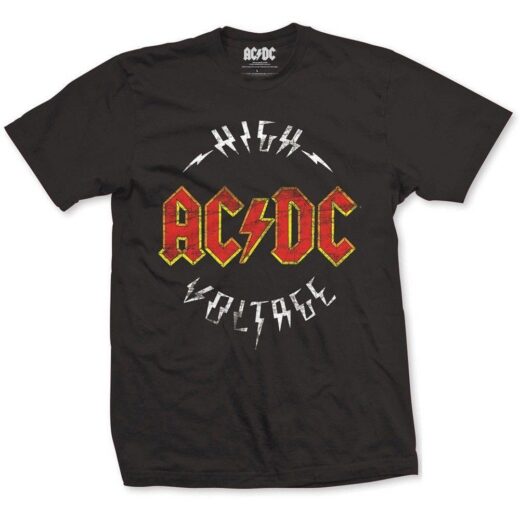 Футболка чорна PrintBro рок AC/DC high voltage