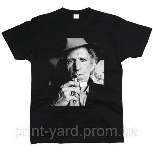 Футболка чорна PrintBro music Keith Richards