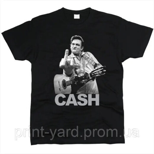 Футболка чорна PrintBro music Johnny Cash rock print
