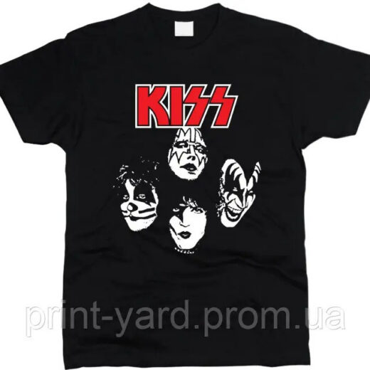 Футболка чорна PrintBro music Kiss rock