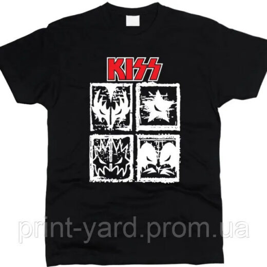 Футболка чорна PrintBro music Kiss rock style