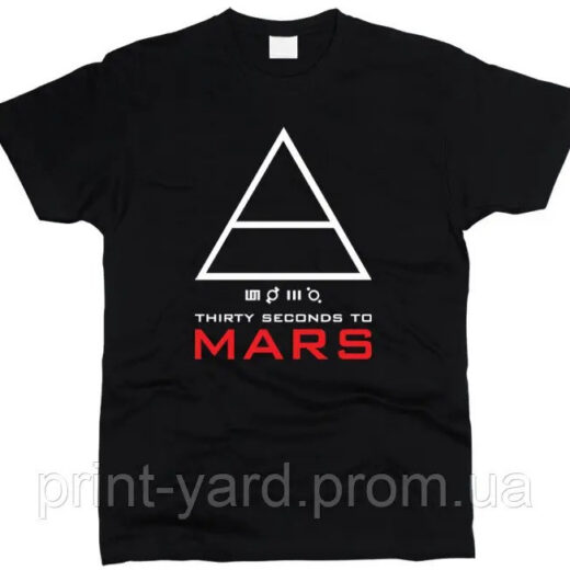 Футболка чорна PrintBro music 30 Seconds To Mars print