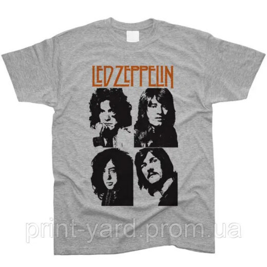 Футболка сіра PrintBro music Led Zeppelin porteret print