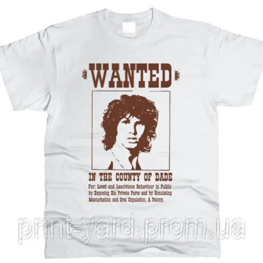 Футболка белая PrintBro music Jim Morrison wanted