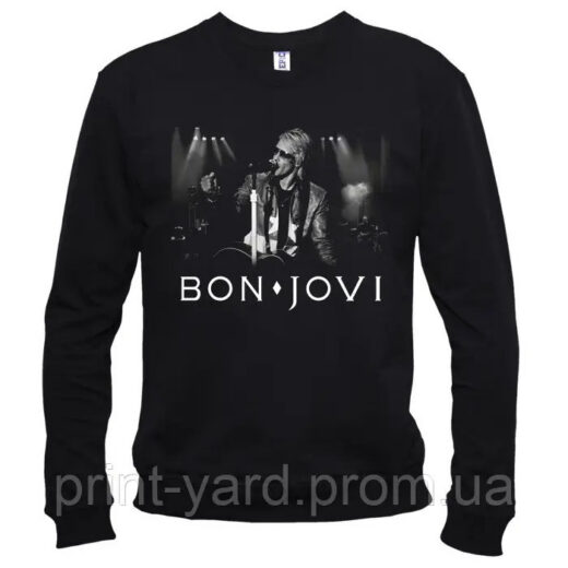Свитшот черный PrintBro music Bon Jovi