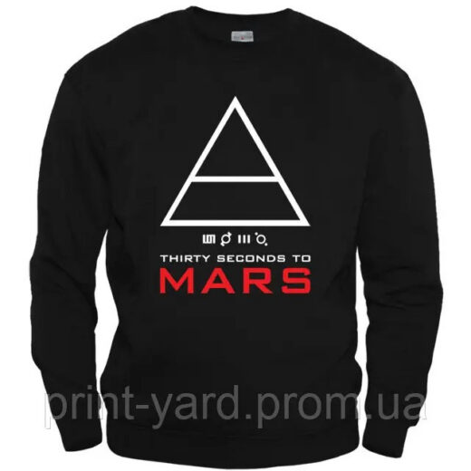 Свитшот черный PrintBro music 30 Seconds To Mars