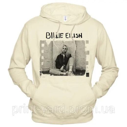 Толстовка белая PrintBro music Billie Eilish