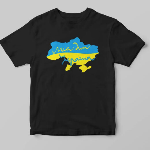 Футболка черная PrintBro патриотическая "Мій дім Україна"