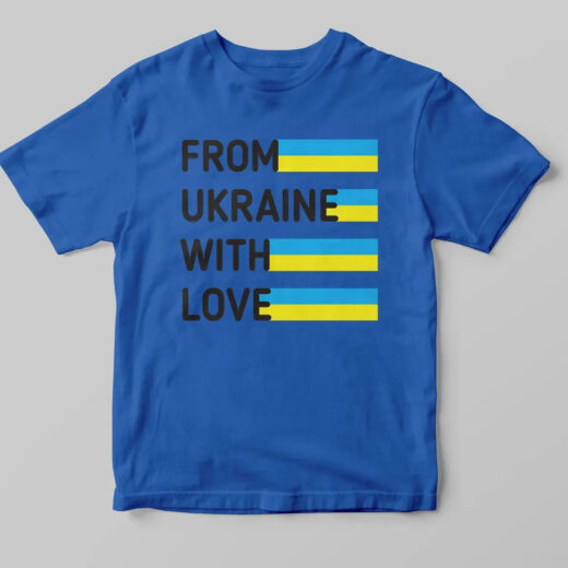 Футболка синя PrintBro патріотична "Love Ukraine"