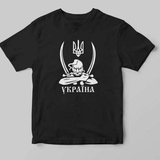 Футболка чорна PrintBro патріотична "Козак Шабля"