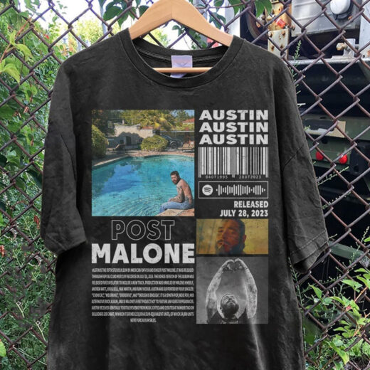 Футболка чорна PrintBro реп Post Malone - Austin