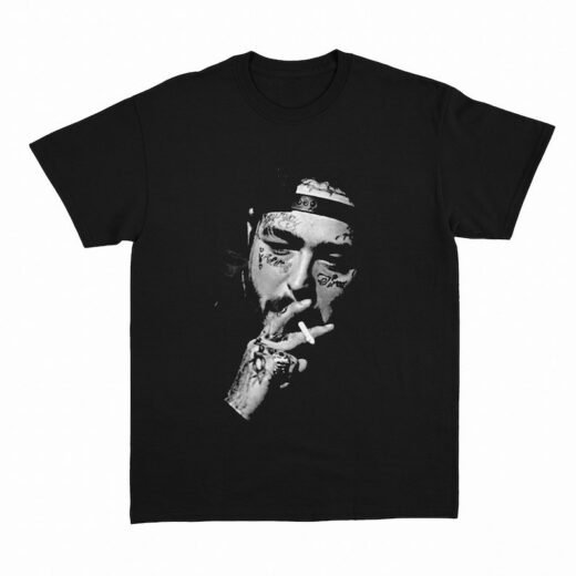 Футболка чорна PrintBro реп Post Malone Face