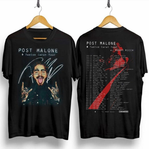 Футболка чорна PrintBro реп post malone-twelve carat tour 20