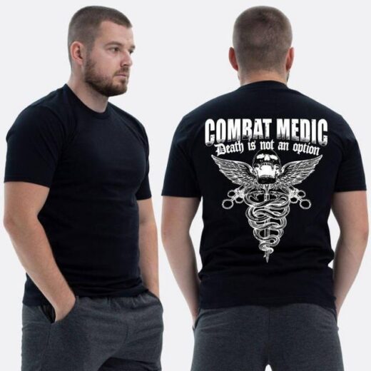 Футболка PrintBro класична із принтом Combat medic Череп герб медицини