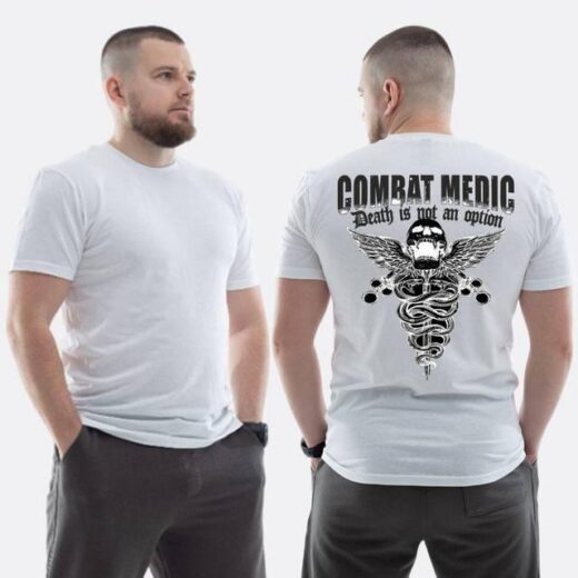 Футболка PrintBro класична із принтом Combat medic Череп герб медицини
