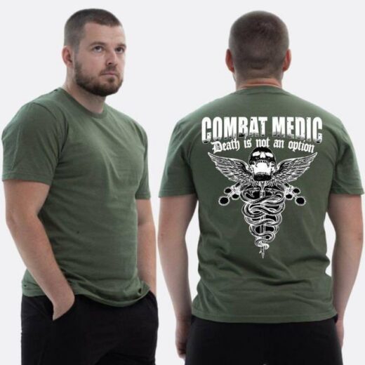 Футболка PrintBro класична із принтом Combat medic Череп герб медицини