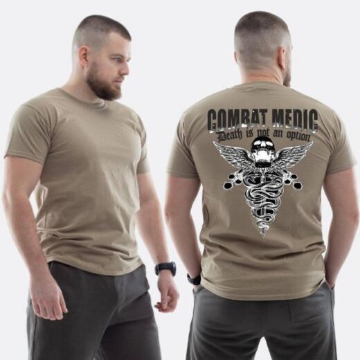 Футболка PrintBro класична із принтом Combat medic Череп герб медицини