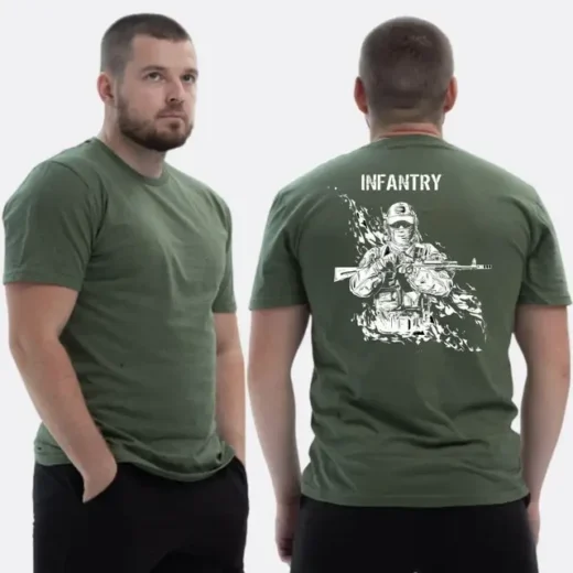 Футболка PrintBro ЗСУ з принтом Infantry військовий у Балаклаві з автоматом