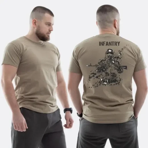 Футболка PrintBro ЗСУ з принтом Infantry військовий у Балаклаві з автоматом