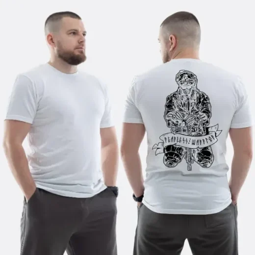 Футболка PrintBro ЗСУ з принтом Warrior військовий руни автомати гвинтівка