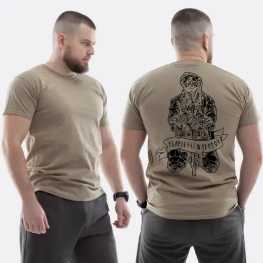 Футболка PrintBro ЗСУ з принтом Warrior військовий руни автомати гвинтівка