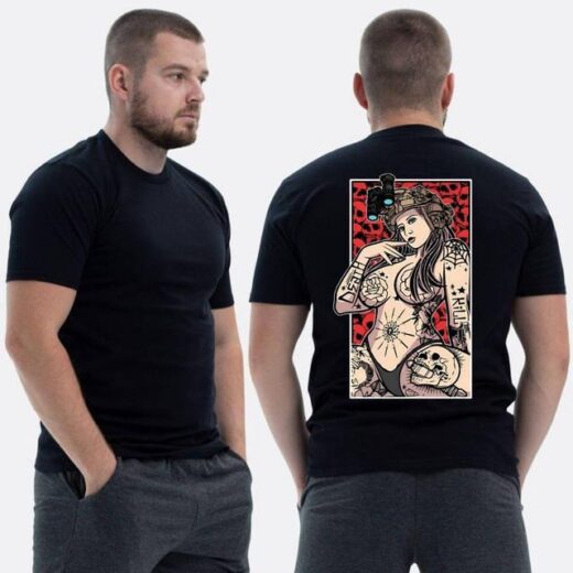 Футболка PrintBro ЗСУ з принтом Sunset Goons дівчина черепи татуювання