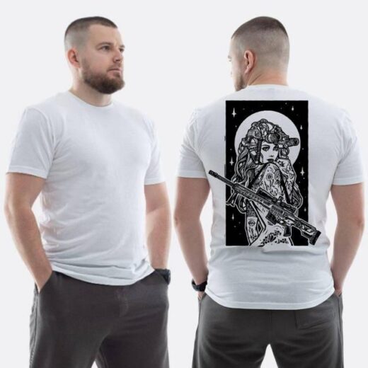 Футболка PrintBro ЗСУ з принтом Sunset Goons Дівчина з автоматом