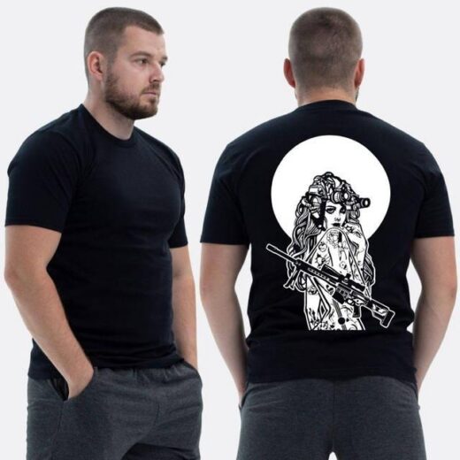 Футболка PrintBro ЗСУ з принтом Sunset Goons Дівчина з автоматом