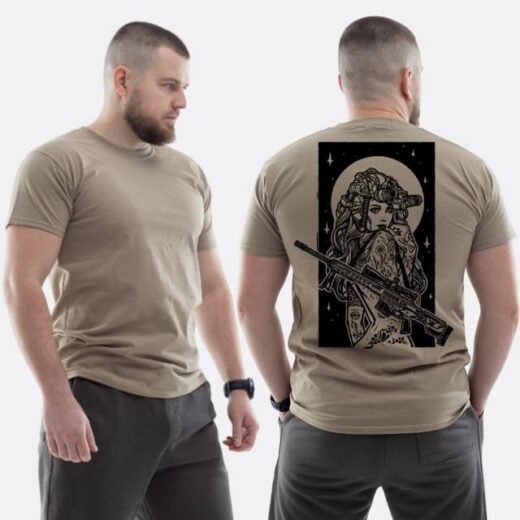 Футболка PrintBro ЗСУ з принтом Sunset Goons Дівчина з автоматом