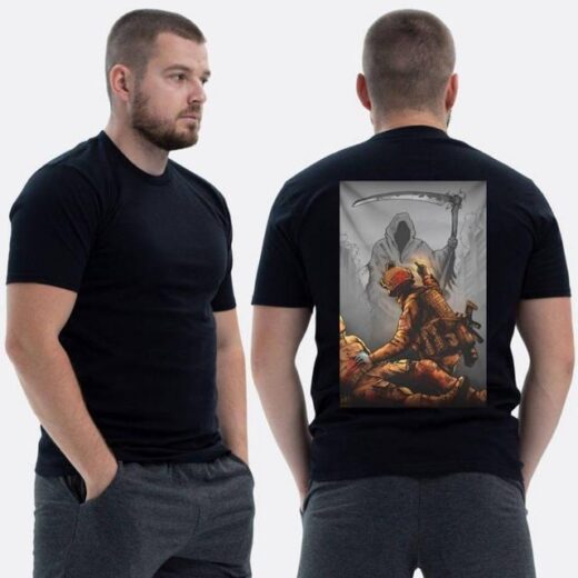 Футболка PrintBro ЗСУ з принтом Військовий медик показує фак смерті