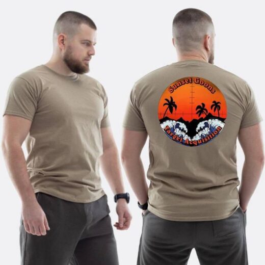 Футболка PrintBro ЗСУ з принтом Sunset Goons морська ялиця приціл пальми