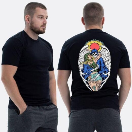 Футболка PrintBro ЗСУ з принтом Sunset Goons дівчина і скелет ангел