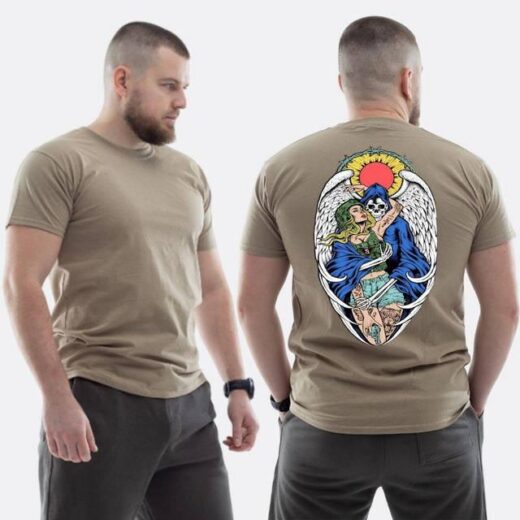 Футболка PrintBro ЗСУ з принтом Sunset Goons дівчина і скелет ангел