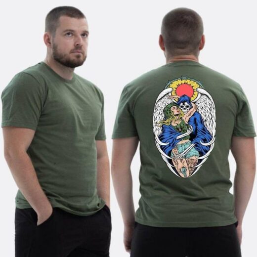 Футболка PrintBro ЗСУ з принтом Sunset Goons дівчина і скелет ангел