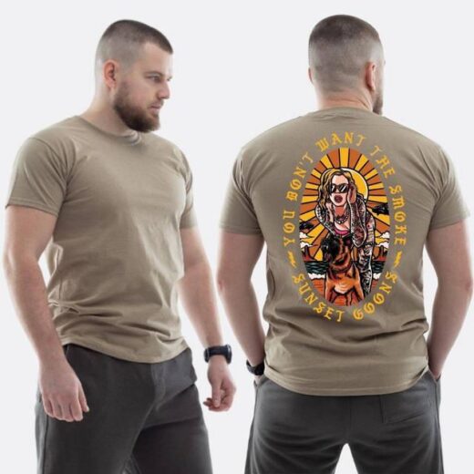 Футболка PrintBro ЗСУ з принтом Sunset Goons Дівчина та собака