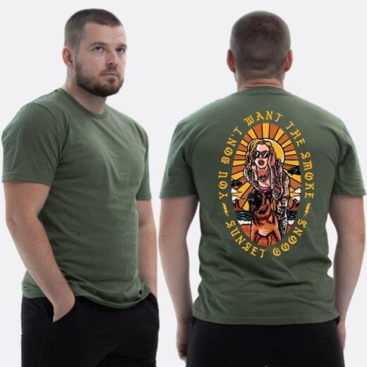 Футболка PrintBro ЗСУ з принтом Sunset Goons Дівчина та собака