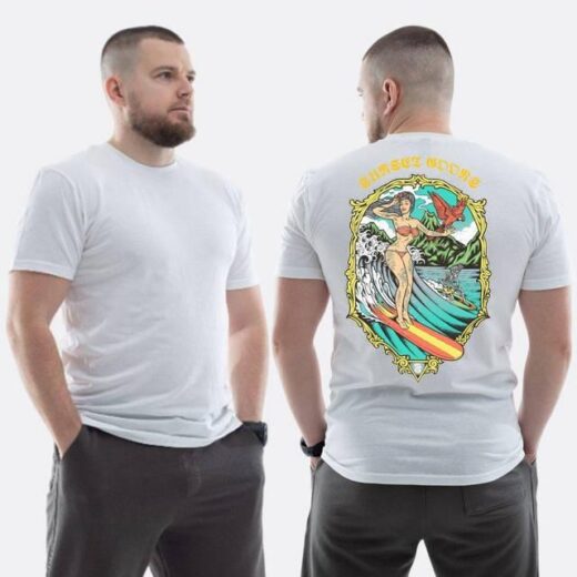 Футболка PrintBro ЗСУ з принтом Sunset Goons Дівчина на серфінгу